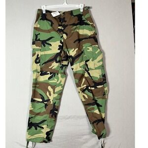 Vintage Military Surplus Cargo Pants Medium Regular Woodland Camo Ripstop NEW